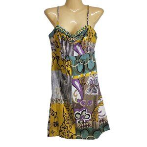 CAbi Dress Patchwork Beaded Sundress Style #107 Sleeveless‎ Size 10